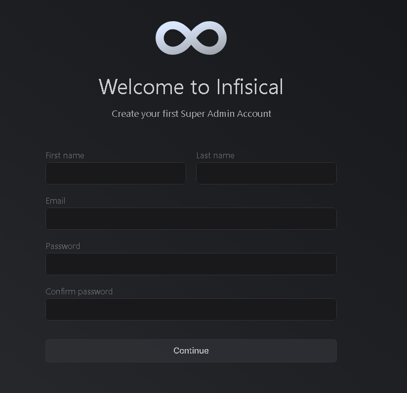 Infisical first login